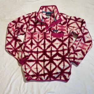 Patagonia Synchilla Pink & White Tie Dye M Snap Pullover